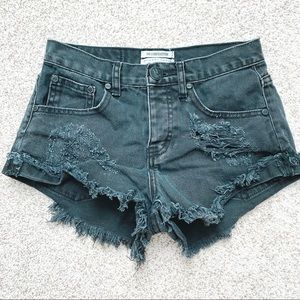 ONE by One Teaspoon Black Bandit Denim Shorts
